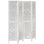 Biombo separador de 4 paneles madera maciza Paulownia blanco