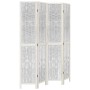 Biombo separador de 4 paneles madera maciza Paulownia blanco