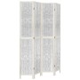 Biombo separador de 4 paneles madera maciza Paulownia blanco