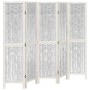 Biombo separador de 5 paneles madera maciza Paulownia blanco