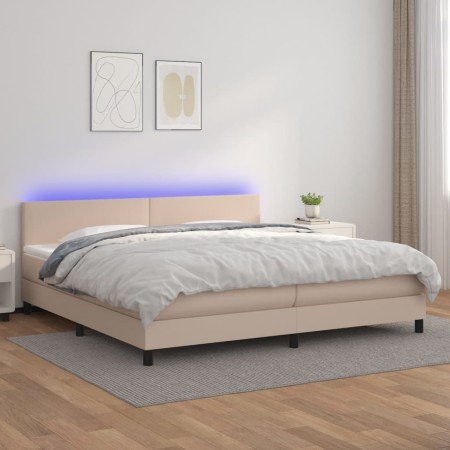 Boxspringbett LED Matratze Cappuccino Kunstleder 200x200cm von vidaXL, Betten und Lattenroste - Ref: Foro24-3134128, Preis: 5...
