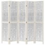 Biombo separador de 5 paneles madera maciza Paulownia blanco