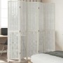 Biombo separador de 5 paneles madera maciza Paulownia blanco