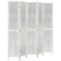 Biombo separador de 5 paneles madera maciza Paulownia blanco