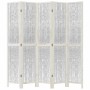 Biombo separador de 5 paneles madera maciza Paulownia blanco