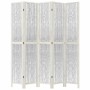 Biombo separador de 5 paneles madera maciza Paulownia blanco