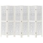 Biombo separador de 6 paneles madera maciza Paulownia blanco