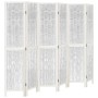 Biombo separador de 6 paneles madera maciza Paulownia blanco