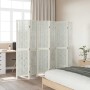 Biombo separador de 6 paneles madera maciza Paulownia blanco
