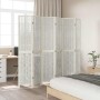 Biombo separador de 6 paneles madera maciza Paulownia blanco
