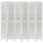 Biombo separador de 6 paneles madera maciza Paulownia blanco