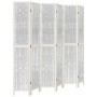 Biombo separador de 6 paneles madera maciza Paulownia blanco