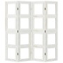 Biombo separador de 4 paneles madera maciza Paulownia blanco