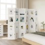 Biombo separador de 6 paneles madera maciza Paulownia blanco
