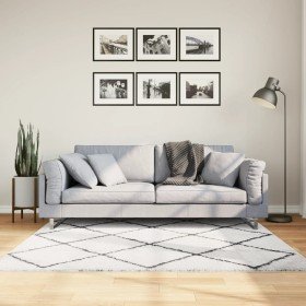 Alfombra de pelo largo moderna PAMPLONA crema y negro 160x160cm