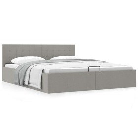 Cama hidráulica almacenaje sin colchón gris claro 160x200 cm