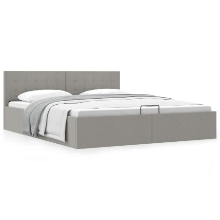 Cama hidráulica almacenaje sin colchón gris claro 160x200 cm