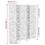 Biombo separador de 5 paneles madera maciza Paulownia blanco