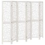 Biombo separador de 6 paneles madera maciza Paulownia blanco