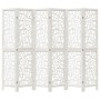 Biombo separador de 6 paneles madera maciza Paulownia blanco