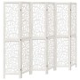 Biombo separador de 6 paneles madera maciza Paulownia blanco