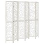 Biombo separador de 6 paneles madera maciza Paulownia blanco