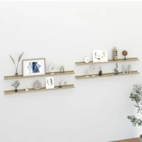 Wandregale 4 Einheiten weiß und Sonoma Eiche 115x9x3 cm von vidaXL, Regale und Regale - Ref: Foro24-326698, Preis: 37,64 €, R...