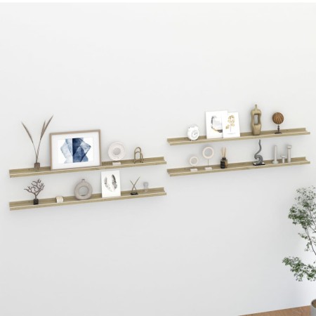 Wall shelves 4 units white and Sonoma oak 115x9x3 cm by vidaXL, Shelves and shelves - Ref: Foro24-326698, Price: 38,14 €, Dis...