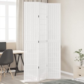 Biombo separador de 3 paneles madera maciza Paulownia blanco