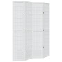 Biombo separador de 4 paneles madera maciza Paulownia blanco
