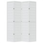 Biombo separador de 4 paneles madera maciza Paulownia blanco