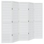 Biombo separador de 5 paneles madera maciza Paulownia blanco