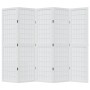Biombo separador de 5 paneles madera maciza Paulownia blanco