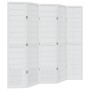 Biombo separador de 5 paneles madera maciza Paulownia blanco