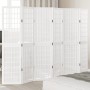 Biombo separador de 6 paneles madera maciza Paulownia blanco