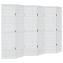 Biombo separador de 6 paneles madera maciza Paulownia blanco