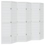 Biombo separador de 6 paneles madera maciza Paulownia blanco