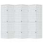 Biombo separador de 6 paneles madera maciza Paulownia blanco