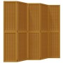 Biombo separador de 5 paneles madera maciza paulownia marrón