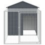 Jaula gallinas con corral acero galvanizado gris 117x201x123 cm