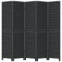 Biombo separador de 5 paneles madera maciza Paulownia negro