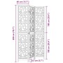 Biombo separador de 3 paneles madera maciza paulownia marrón