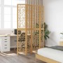 Biombo separador de 4 paneles madera maciza paulownia marrón