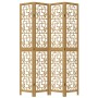 Biombo separador de 4 paneles madera maciza paulownia marrón