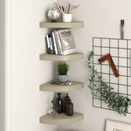 Corner floating shelf 4 pcs MDF oak 25x25x3.8 cm by vidaXL, Shelves and shelves - Ref: Foro24-323906, Price: 44,15 €, Discoun...