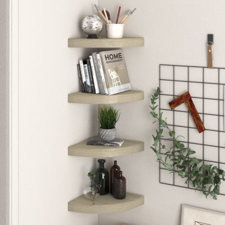 Estante flotante de esquina 4 uds MDF roble 25x25x3,8 cm de vidaXL, Estantes y estanterías - Ref: Foro24-323906, Precio: 45,01 €