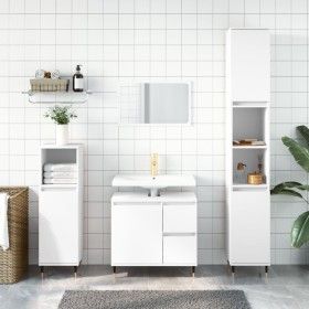 3-teiliges Badezimmermöbelset aus weißem Sperrholz von vidaXL, Badezimmermöbel - Ref: Foro24-3190213, Preis: 200,92 €, Rabatt: %