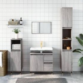 3-teiliges Badezimmermöbelset aus grauem Sonoma-Sperrholz von vidaXL, Badezimmermöbel - Ref: Foro24-3190219, Preis: 181,12 €,...