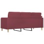Sofá de 3 plazas de tela rojo tinto 180 cm