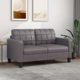 Sofá de 2 plazas de cuero sintético gris 140 cm